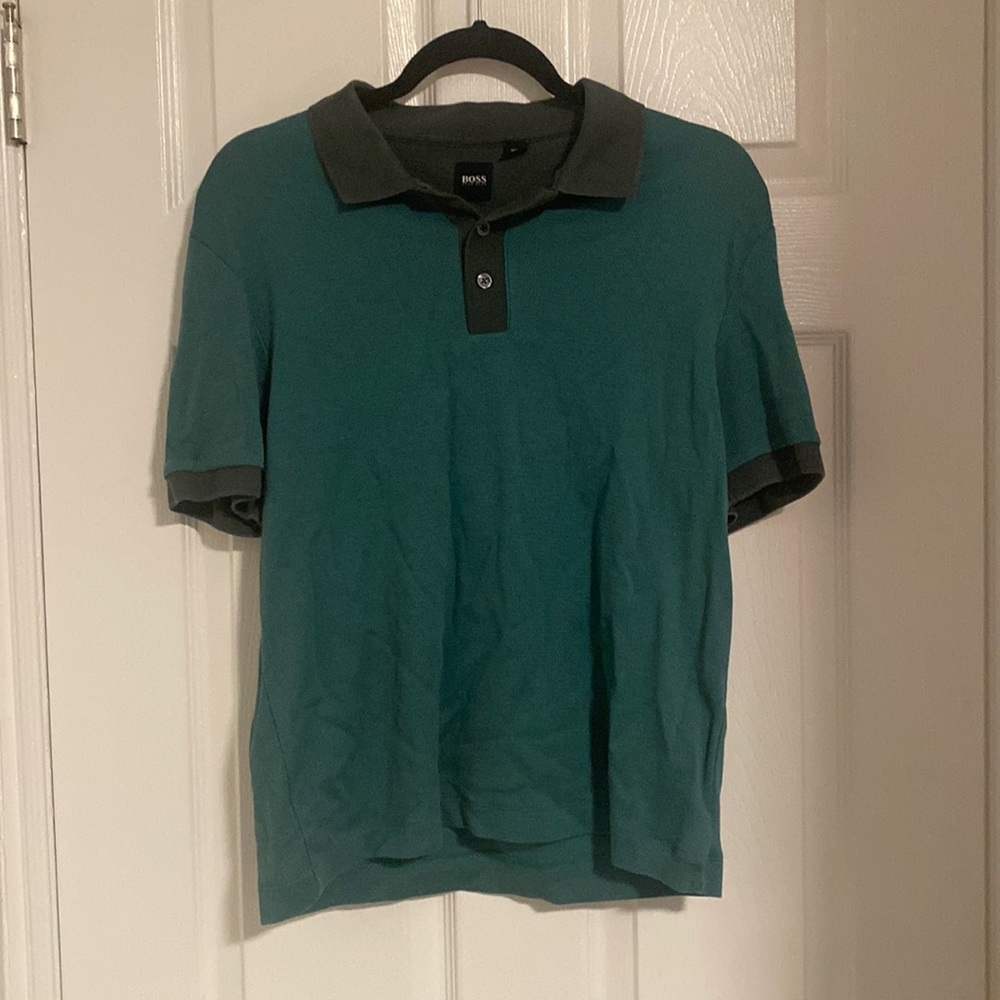 HUGO BOSS teal polo size M.